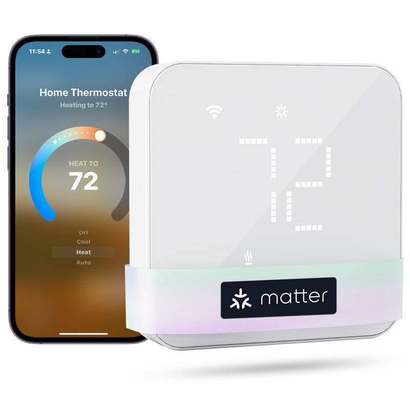 lot 45671 image: Meross Smart Thermostat for Home, WiFi Thermostat Works with Matter, Alexa, Apple Home, Google Assistant, App & Voice Control, 7x24h Scheduling, Energy Saving, C-Wire Required - Retail $92
