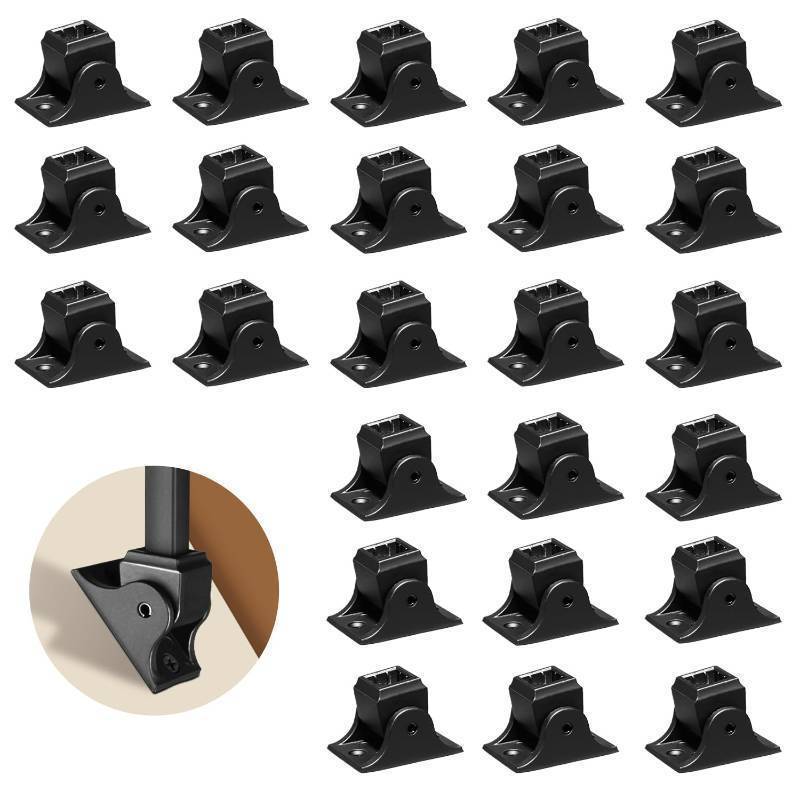 lot 45690 image: Wrought Iron Baluster Shoes Swivel Shoes Come with Screws Work with 12 Inch Square Balusters Adjustable Angles Staircase Application Metal Staircase Balusters Satin Black, GRMIKBU GB07 - Retail $50