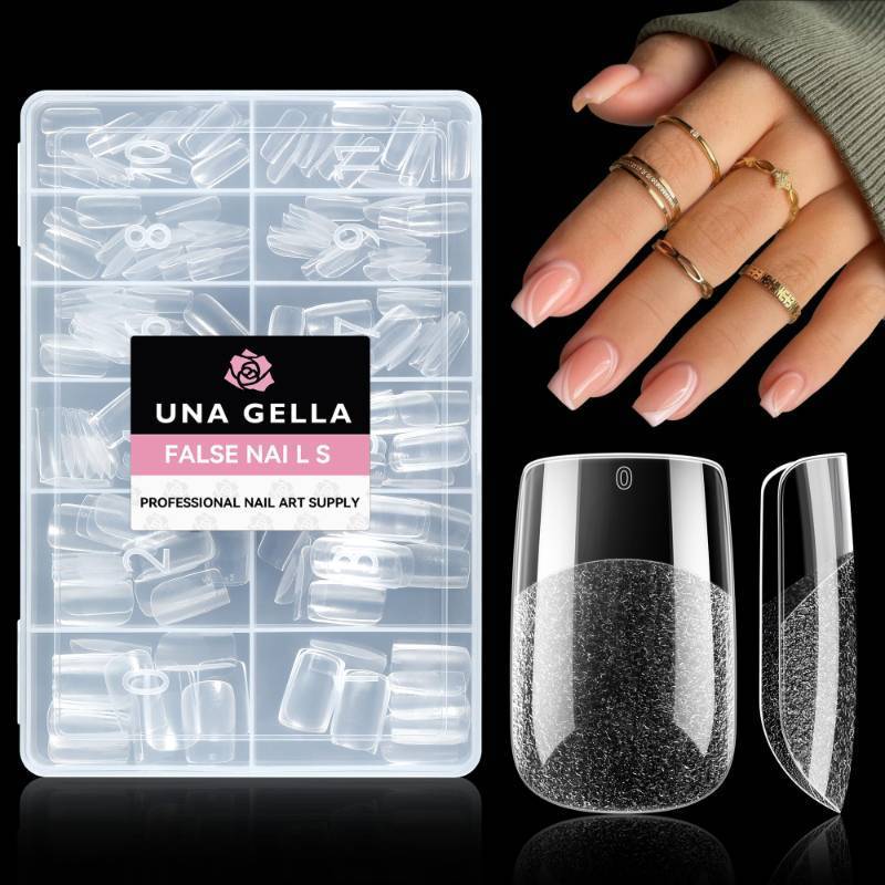 lot 58445 image: UNA GELLA Short Square Gel Nail Tips 216pcs Short Square Press on Nails Pre-shape Fake Nails for Full Cover Acrylic Nails False Nails For Nail Extension Home DIY Nail Salon 12 Sizes Gelly Tips - Retail $10