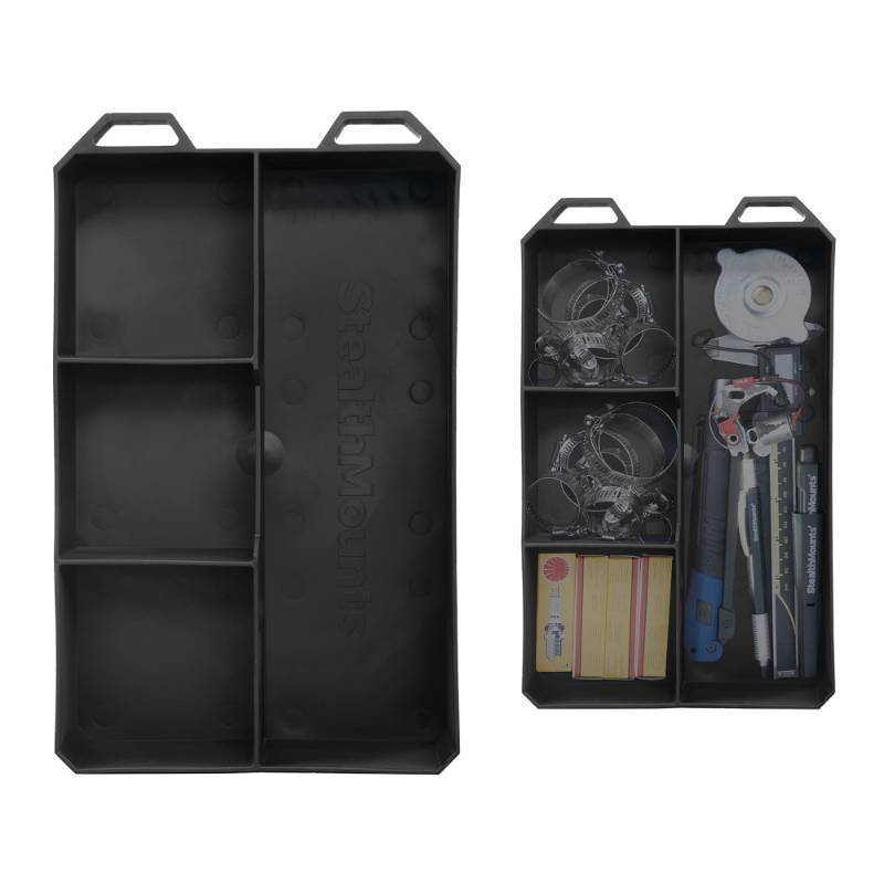 lot 43645 image: StealthMounts Quad FlexiTray  Flexible Tool Trays Compatible with Milwaukee PACKOUT  Organiser for Tools, Nuts, Bolts & Parts  Workshop, Garage & Van Storage  Made in The UK - Retail $20