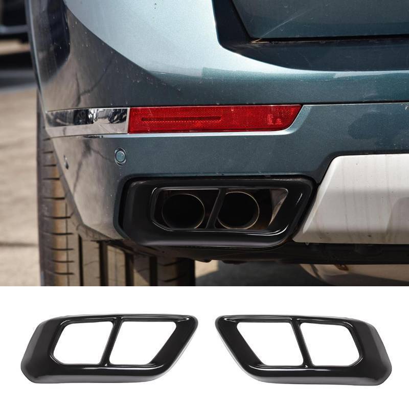 lot 50904 image: Stainless Steel Exterior Accessories Exhaust Muffler Tail Pipe Trim Cover For BMW X5 G05 X7 G07 2019-2024 Auto Pipe Throat Exhaust Outputs,Tail Throat Vent Decorative Accessories (Style A, Black) - Retail $60