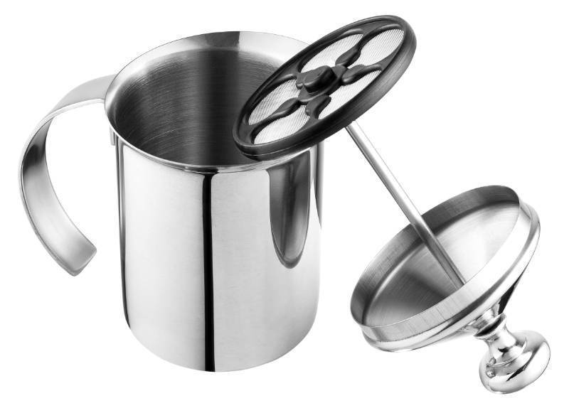 lot 58090 image: Bellemain Milk Frother Handheld, Thick, Creamy Milk Foam Maker, Warm & Cold Milk Foamer  Stainless Steel Hand Held Frother for Coffee, Latte, Cappuccino, Frappe, Matcha, Hot Chocolate, 14 oz. - Retail $20