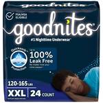 Goodnites Boys' Nighttime Underwear, Size XXL (120-165 lbs), 24 Ct (2 Packs of 12), Packaging May Vary - Retail: $30
