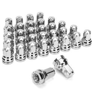 lot 16958 image: DYNOFIT 14mmx1.5 OEMStock Lug Nuts Compatible with 2017-2022 Ford F-250 & F-350, 32 Pack HEX21mm (1316) One-Piece Design Factory Chrome Wheel Lug Nuts HCPZ-1012-B HCPZ-1012-A - Retail $72