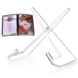 lot 29361 image: Menkxi Acrylic Cookbook Stand for Kitchen Counter Cookbook Recipe Book Holder for Multifunctional Display Tabletop Kitchen Counter Decor, 6.5 x 8.5 Inches(Clear) - Retail $10