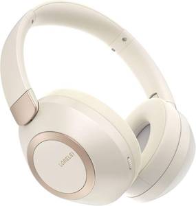 lot 29363 image: LORELEI B-C6 Wireless Over Ear Headphones, 50H Playtime Foldable Lightweight Bluetooth Headsets, Deep Bass, Built-in Microphone, Memory Foam Earmuff, for Travel, Home Office (Beige White) - Retail $20
