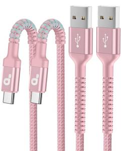 lot 29379 image: iPhone 16 USB C Cable Fast Charging 2 Pack, 6FT, USB A to USB C Charger Cord, Upgraded Extra Durable Braided USBC Cable Compatible with iPhone 17 16 15 Pro Max, LG and More-Pink - Retail $15