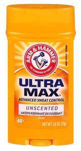 lot 29383 image: Arm & Hammer Deodorant 2.6 Ounce Solid Ultra Max Unscented (76ml) (3 Pack) - Retail $15