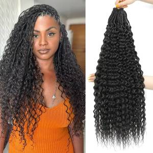 lot 32269 image: Getgal 6Packs Deep Wave Curly Crochet Hair 24Inch long Gogo Curl Crochet Hair for Black Women Ombre Brown Boho Goddess Braids Synthetic Braiding Hair Extensions TIB30 6Packs