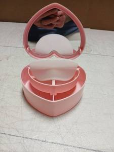 lot 41865 image: Pink Heart-Shaped Jewelry Box with Mirror - Retail $8