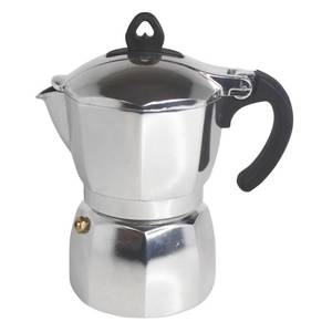 lot 41885 image: Imusa 6 Cup Stovetop Espresso Maker with Heart Shaped Knob, Silver - Retail $18