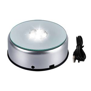 lot 41890 image: PHMOOJ 5 LED Display Base for Crystals Glass Art,White Light Rotating Crystal Display Base Stand,Cup Display Stand Turner for Tumbler Cups - Retail $14