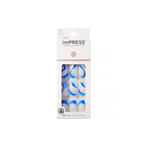 lot 41896 image: Kiss Impress Press-On Manicure Fake Nails, Medium Coffin, Mesmerize, Blue, Comfortable, Super Hold Adhesive, No GluePolish, Chip Proof, No Dry Time, Smudge Proof, Waterproof  30 Count - Retail $7