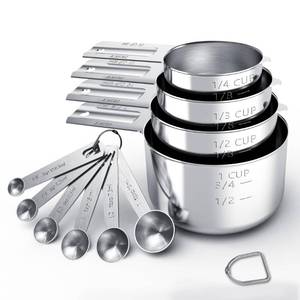 lot 41928 image: TILUCK Stainless Steel Measuring Cups & Spoons Set, Cups and Spoons,Kitchen Gadgets for Cooking & Baking (10) - Retail $19