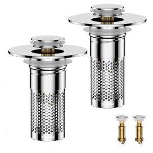 lot 41931 image: Bathroom Sink Drain Strainer,Universal Pop-Up Sink Stopper Hair Catcher, Anti-Clog Stainless Steel Drain Filter Basket, Removable Sink Drain for Bathroom Sink Stopper - Retail $13