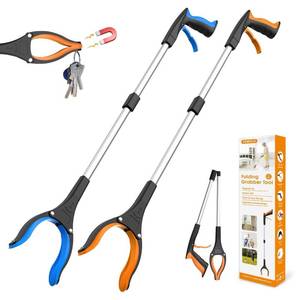 lot 43938 image: REWKCY 32 Grabber Reacher Tool, 2-Pack Foldable Reacher Grabber Pickup Tool with 360° Rotating Jaw & Magnet, Trash Picker Upper Grabber, Lightweight Grabbers for Seniors Heavy Duty - Retail $17