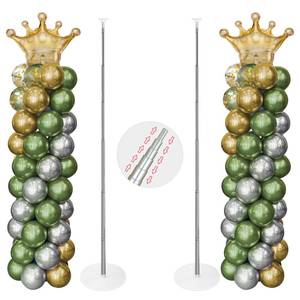 lot 43941 image: Balloon Stand, Balloon Arch Stand, 7 Feet Balloon Arch Kit of 2, Adjustable Metal Balloon Column Stand for Birthday Party, Wedding, Baby Shower, Graduation Decorations - Retail $18
