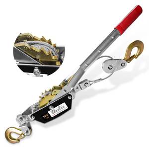lot 43949 image: Come Along Winch 2T,Pulling Capacity 12 FT Steel Cable 2 Hooks,Heavy Duty Come Along Tool with Dual Gears,Heavy Duty Hoist Cable Puller for Vehicle Rescue - Retail $30