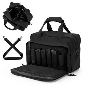 lot 43961 image: PROFOCUS Small Range Bag For 2 Pistols Gun Range Bags For Handguns And Ammo Dual Pistol Handgun Revolver Hunting Bag Gun Carrying CaseLockable Zippers - Retail $26