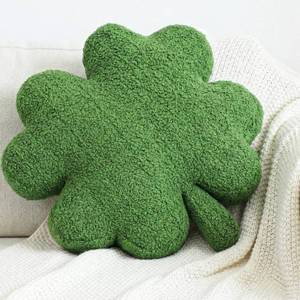 lot 43967 image: Geelin 16 St Patricks Day Pillow Large Green Shamrock Shaped Plush Soft Throw Pillows Fur Stuffed Four Leaf Irish Clover Cushion Saint Patricks Day Decoration for Irish Couch Sofa Bedroom Decor