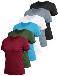 lot 43976 image: NebuKinex 5 Pack Workout Tops for Women Short Sleeve UPF Sun Protection Athletic T Shirts Quick Dry Tennis Yoga Running Crew Neck Tee-M - Retail $30