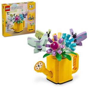 lot 43989 image: LEGO Creator 3 in 1 Flowers in Watering Can Building Toy - Fun, Creative Activity for Kids, Girls and Boys, Ages 8 - Gift for Birthdays - Building Options for Rain Boots or Birds - 31149 - Retail $24