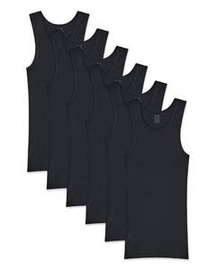 lot 43993 image: Gildan Mens A-Shirt Tanks, Multipack, Style G1104, Black (6-Pack), Large - Retail $20