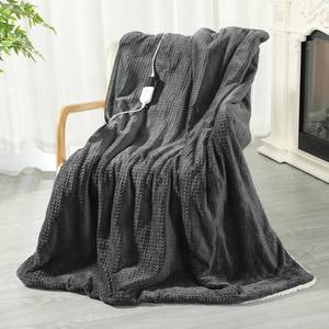 lot 43999 image: Heated Blanket Throw,Waffle Weave Electric Blanket, Rapid Heating,LCD Controller,6 Temperature Settings, 4-Hour Auto Shut-Off,ETL Certified, Machine Washable, 50 x 60,Luxury Black - Retail $23