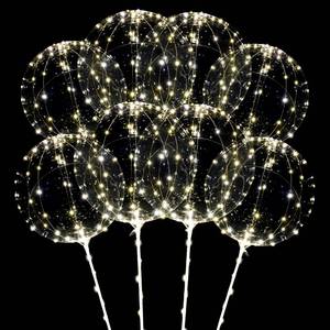 lot 44000 image: Big Light Up BOBO Led Balloons with Sticks - Clear Balloons with Lights, Glow in the Dark, Flicker in the Daylight - Perfect Glow Party Supplies for Birthday, Wedding, Graduation, Warm White - Retail $19