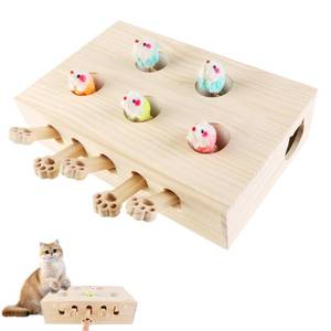 lot 48825 image: Wooden Interactive Cat Toy Pop Up Cat Toy 3-in-1 Cat Scratcher Game for Indoor Outdoor