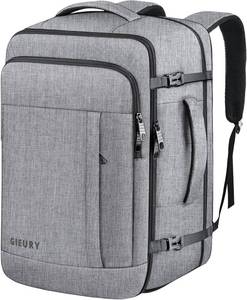 Gieury 55L Carry On Backpack, Extra Large Travel Backpack for Men & Women, Expandable Big Capacity For Airplanes, Travel Gifts for Men Women, Fits 18.4 Inch Laptop, Luggage Suitcase Daypack Bag, Grey - Retail: $60