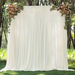 lot 48864 image: 20x10ft Wrinkle Free Ivory Backdrop Curtain for Parties Soft Fabric Drapes Wedding Ivory Curtain Backdrop for Birthday Party Decorations Background for Photography 5x10ft,4 Panels - Retail $50