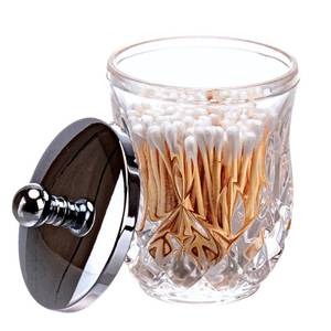 lot 48865 image: ZIVQEXMURL Qtip Holder,10 Oz Clear Glass Apothecary Jars with Silver Lids for Bathroom Organization & Desk Storage,Thick Glass Apothecary Jars for Q-Tips,Cotton Rounds, Jewelry,Candy,Round - Retail $13