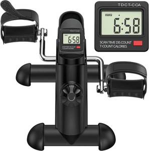 lot 61716 image: GOREDI Under Desk Bike Pedal Exerciser, Portable Mini Exercise Bike with LCD Display for HomeOffice, Desk Cycle for LegArm with Handle, Leg Exerciser While Sitting for Seniors 2632415 - Retail $50