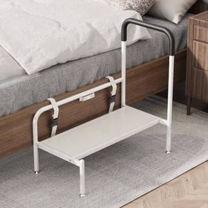 lot 61722 image: Josmimic Bed Step Stool for Adults, Bedside Steps for Elderly Seniors with Non-Slip Handle & LED Light, Stable Assist Rail for High Beds - Retail $130