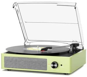 Vinyl Record Player with 2 Stereo Speakers Belt-Driven Vintage Turntables 3 Speed 3 Size Wireless Bluetooth Playback AUX-in RCA Out Headphone LP Vinyl Players Auto Stop Light Green - Retail: $50