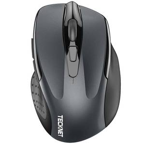 lot 29390 image: TECKNET Wireless Mouse (2.4G & BT5.03.0) Silent 4800 DPI Computer USB A & Bluetooth Mouse 6 Buttons, Wide Compatibility - Grey - Retail $16