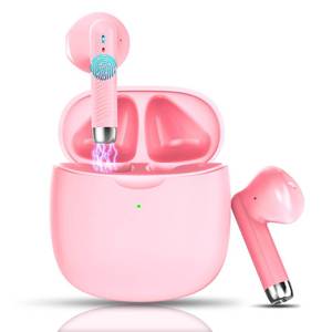 lot 29393 image: Wireless Earbuds, Bluetooth 5.4 Earbuds Stereo Bass, Bluetooth Headphones in Ear Noise Cancelling Mic, Wireless Earphones IP7 Waterproof Sports, 32H Playtime Mini USB C Charging Ear Buds Light Pink - Retail $16