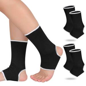 lot 29401 image: Haysandy 4 Pieces 2 Pair Kids Ankle Support Brace Elastic Kids Compression Socks Knitted Ankle Sleeve for Jogging Running Fitness(Black,10-15 Years) - Retail $10