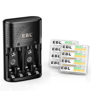 lot 29409 image: EBL Rechargeable AAA Batteries (8 Packs) with Smart Rapid Battery Charger with AC Wall Plug for AA AAA 9V Ni-MH Ni-CD Rechargeable Batteries - Retail $13