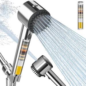 lot 29418 image: Cobbe Ion Drops Filtered Shower Head with Handheld, 41 Spray Mode Showerhead with Filters, Built-in Power Wash for Hard Water - Remove Chlorine - Reduces Dry Itchy Skin, Chrome - Retail $30