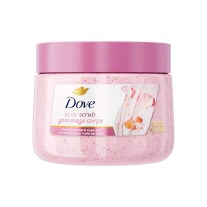 lot 29420 image: Dove Himalayan Salt & Rose Oil Body Scrub Exfoliates and Deeply Nourishes for Smooth, Radiant Skin 15 oz - Retail $8