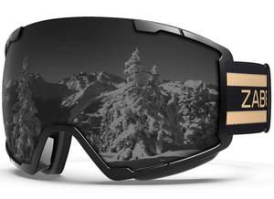 lot 29426 image: ZABERT Black Mens Ski Goggles, Adult Snow Snowboard Goggles for Men Women Youth, Over Glasses OTG Anti-fog for Skiing Snowboarding Snowmobile Black Lens Gold - Retail $28