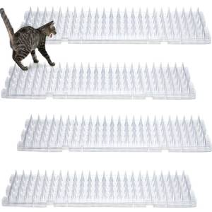 lot 29428 image: Nuanchu 12 Pieces Cat Deterrent Mat Cat Repellent Mat with Spikes Keep Dogs Off Counter Anti Pet for Outdoor Indoor Plants Garden Sofa Window(16.5 x 3.3 Inch,Clear) - Retail $21