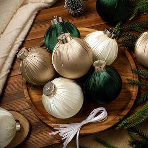 lot 29430 image: 15 Pcs Christmas Satin Ornaments Balls 3.15 Inch Silk Christmas Tree Hanging Ornaments Luxury Xmas Tree Decorations Satin Xmas Bulbs for Winter Holiday Indoor Home Party Decorations (Champagne Green) - Retail $26