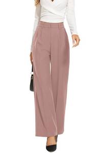 lot 29432 image: FUNYYZO Womens Wide Leg Pants High Elastic Waisted in The Back Business Work Trousers Long Straight Suit Pants M- Retail $4
