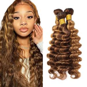 lot 32291 image: P427 Blonde Bundles Human Hair Deep Wave Bundles 14  14 Inch Unprocessed Brazilian Virgin Hair Highlight Brown Deep Wave Human Hair Extensions 50 Gram Per Bundle - Retail $11,347