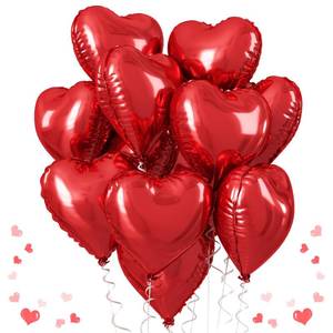 lot 32302 image: Red Heart Balloons, 18 Inch Metallic Red Foil Balloon Helium Large Ruby Heart Shape Foil Balloons for Wedding Girls Women Birthday Anniversary Bachelorette Valentines Day Baby Shower Mother Day - Retail $9