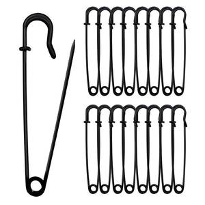 lot 32308 image: Urmspst Safety Pins (Upgraded), 4 Large Safety Pin for Clothes Leather Canvas Blankets Crafts Skirts Kilts, Extra Large Heavy Duty Safety Pins (Black) - Retail $7
