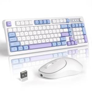 lot 44015 image: MageGee Wireless Gaming Keyboard and Mouse Combo V560, RGB Backlit Rechargeable Mechanical Feel 2.4GHz Quiet Blue White Purple Keyboard Mouse for Mac Laptop PC Gamer - Retail $34